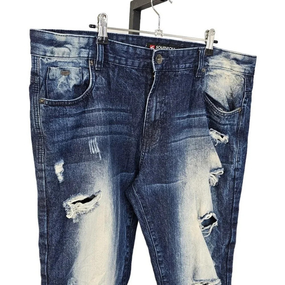 Southpole Men's Bleach Wash Look Jeans Size 38 Distressed Y2K - Picture 10 of 10